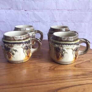 Vintage German Ceramic Grapes Mugs - Set of 5